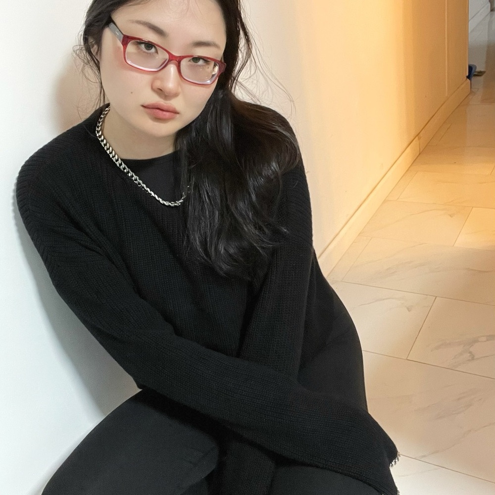 Black Knit Sweater with Chain Embellishments ⛓️‍💥